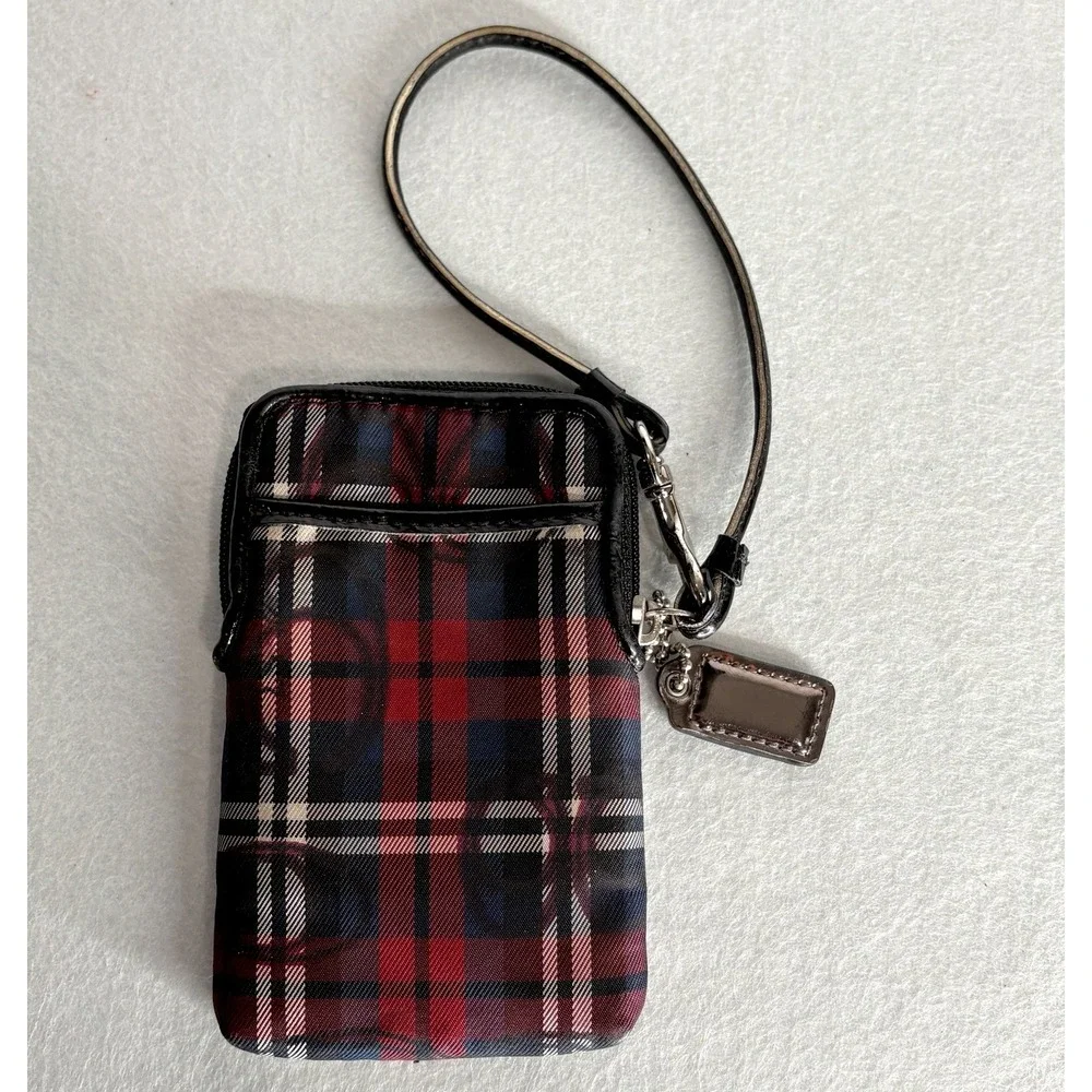 VTG Y2k Coach Poppy Tartan Plaid Wristlet Cigarette Phone Steampunk Holiday 90s